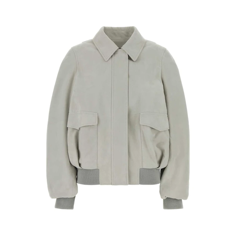 Loewe Chalk Suede Jacket Light Grey Giubbini - Women