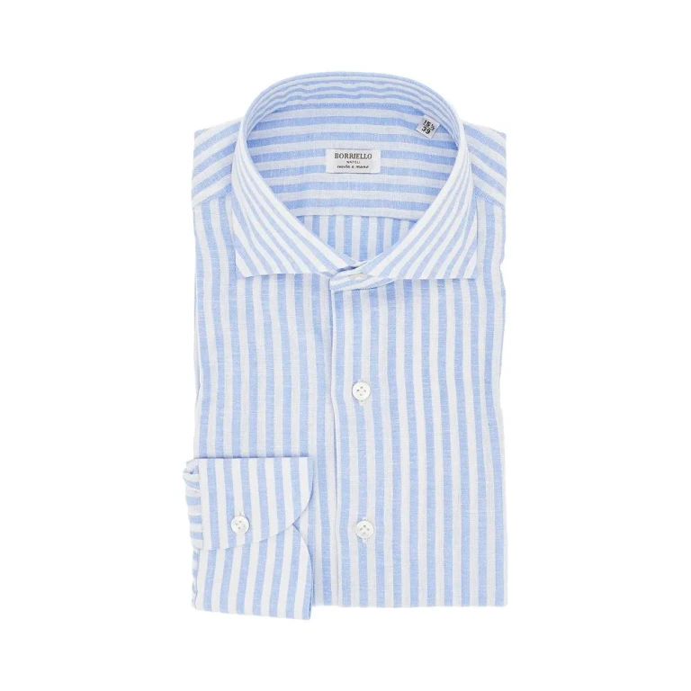 BORRIELLO NAPOLI Striped cotton and linen shirt Man 39