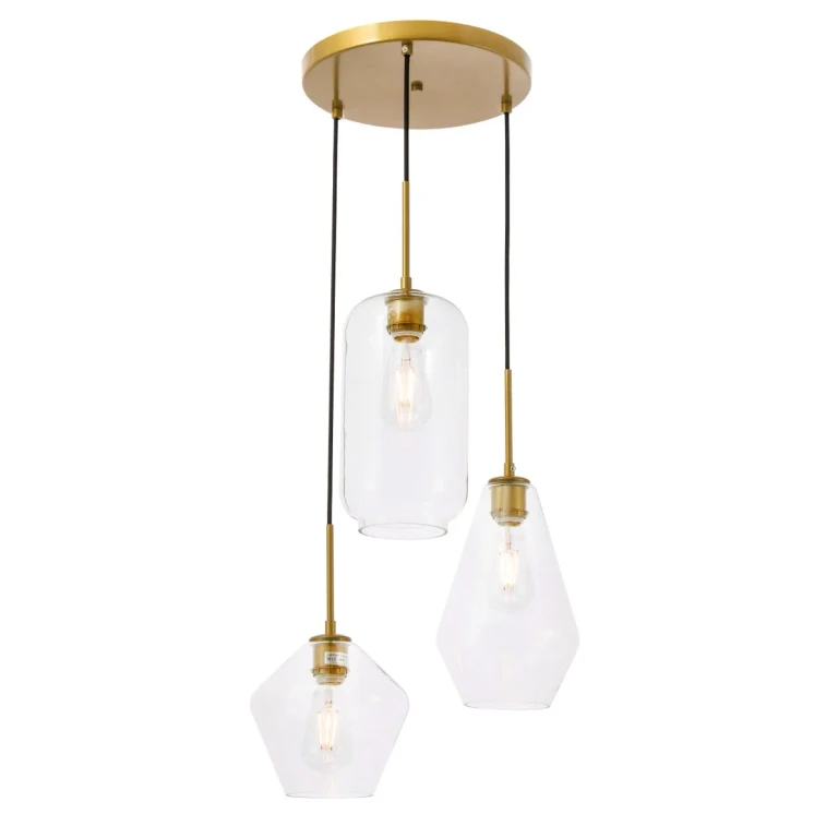 Brass Three Light Pendant from the Gene Collection