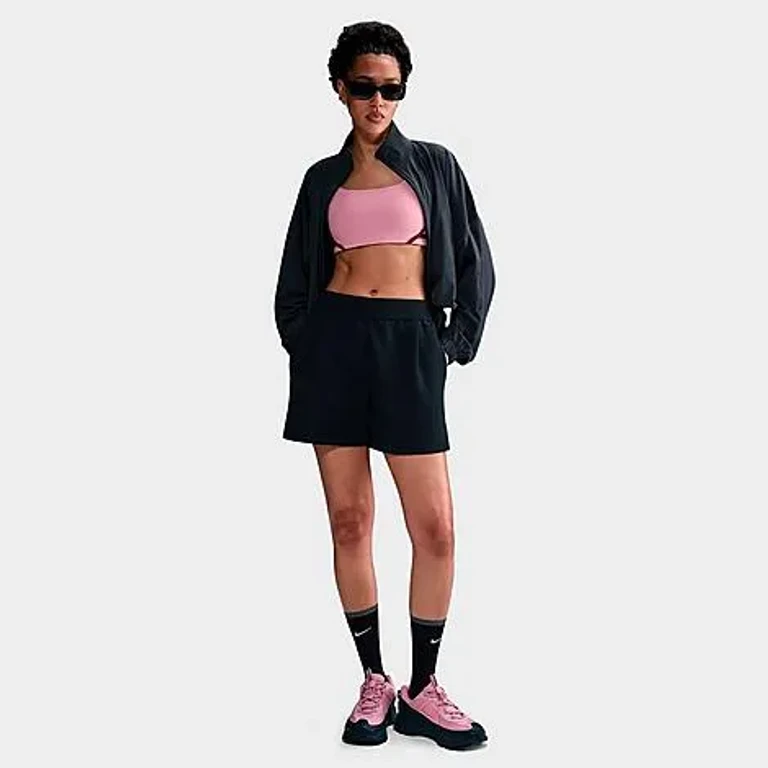 Nike Women's 24.7 ImpossiblySoft Dri-FIT Mid-Rise Loose 4" Shorts in Black/Dark Smoke Grey Size: XXS