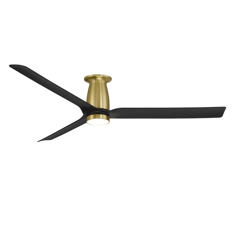 Soft Brass Matte Black 52" Ceiling Fan from the Smooth Collection