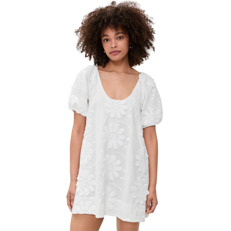 MINKPINK Alessia Smock Mini Dress White M