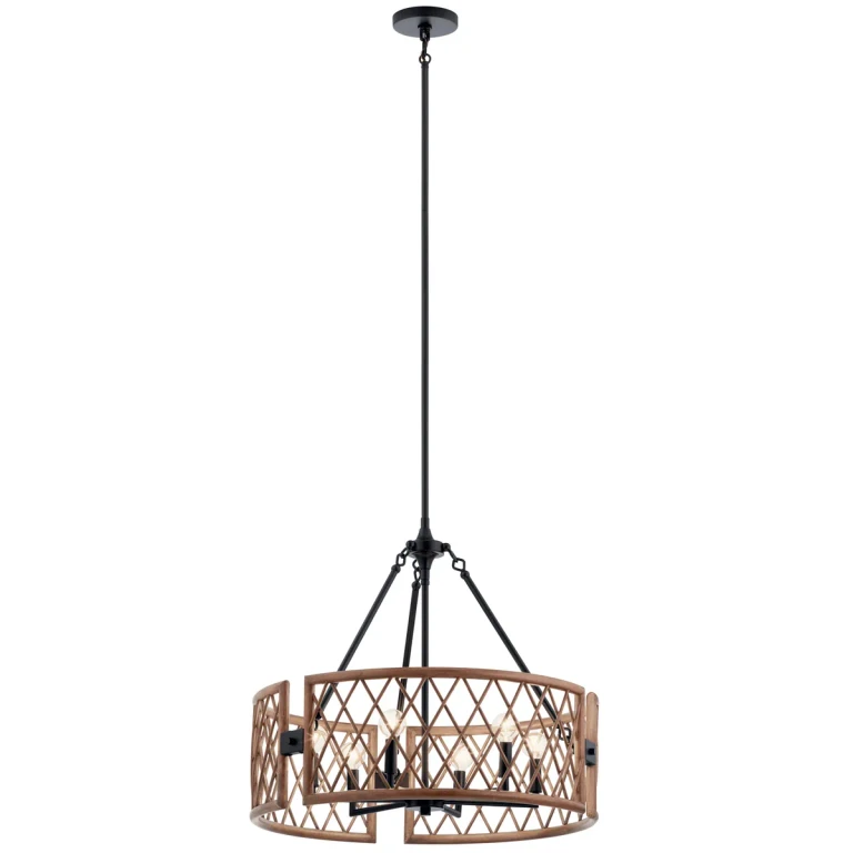 Oana 6-Light Rustic Chandelier in Palm