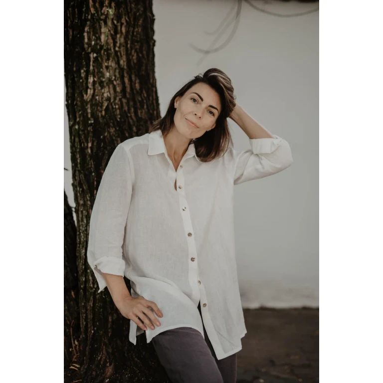 Linen oversized shirt Marrakesh in White