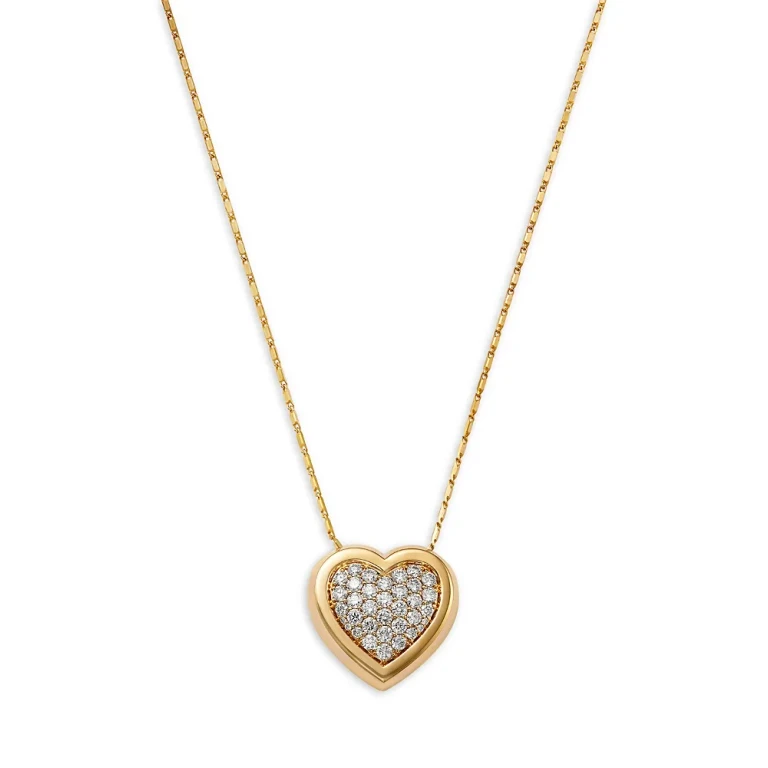 Diamond Heart Pendant Necklace in 14K Yellow Gold, 1.45 tcw