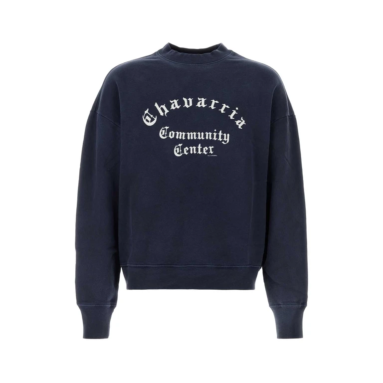 Willy Chavarria Navy Blue Cotton Oversize Chavarria Community Center Sweatshirt Black Exterior: Felpe - Men