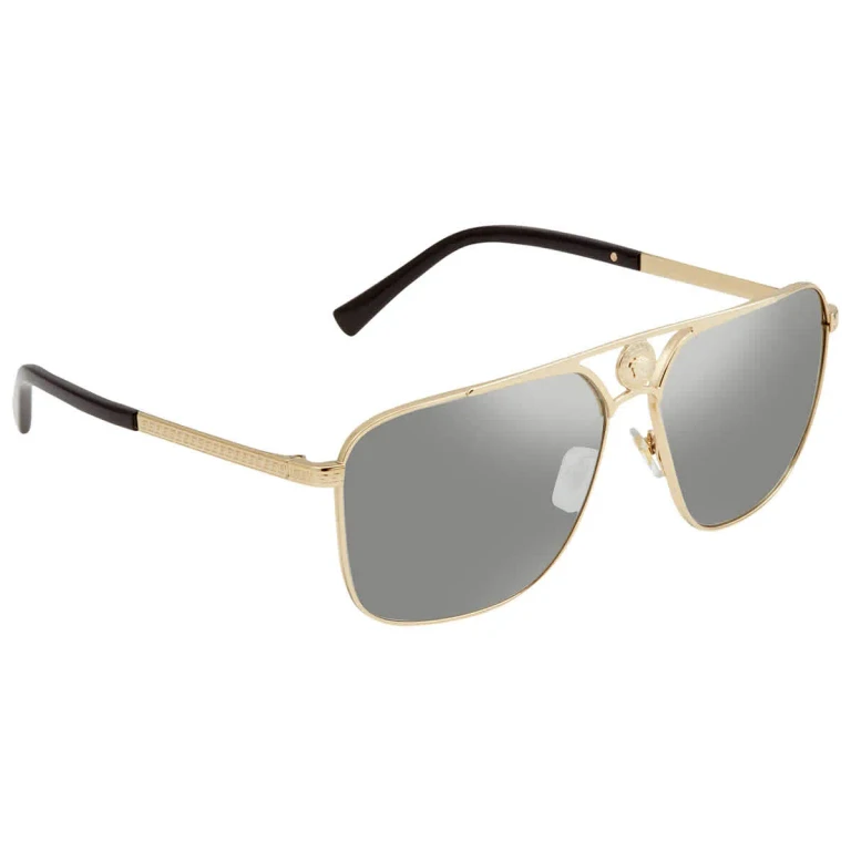 Versace Light Gray Mirror Silver Rectangular Mens Sunglasses VE2238 12526G 61