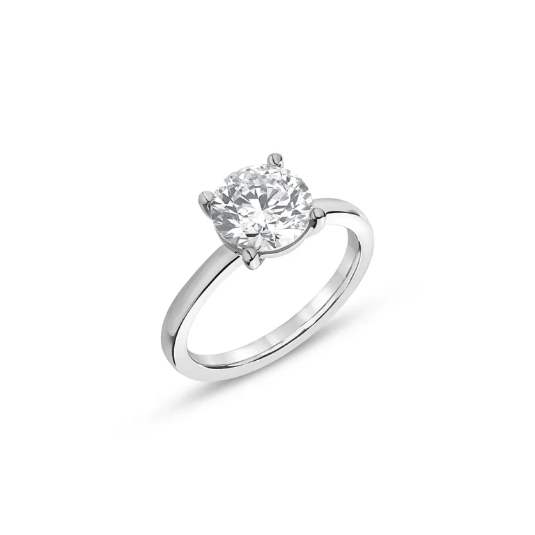 Certified Lab Grown Round Diamond Engagement Ring in 18K White Gold, 5.0 tcw
