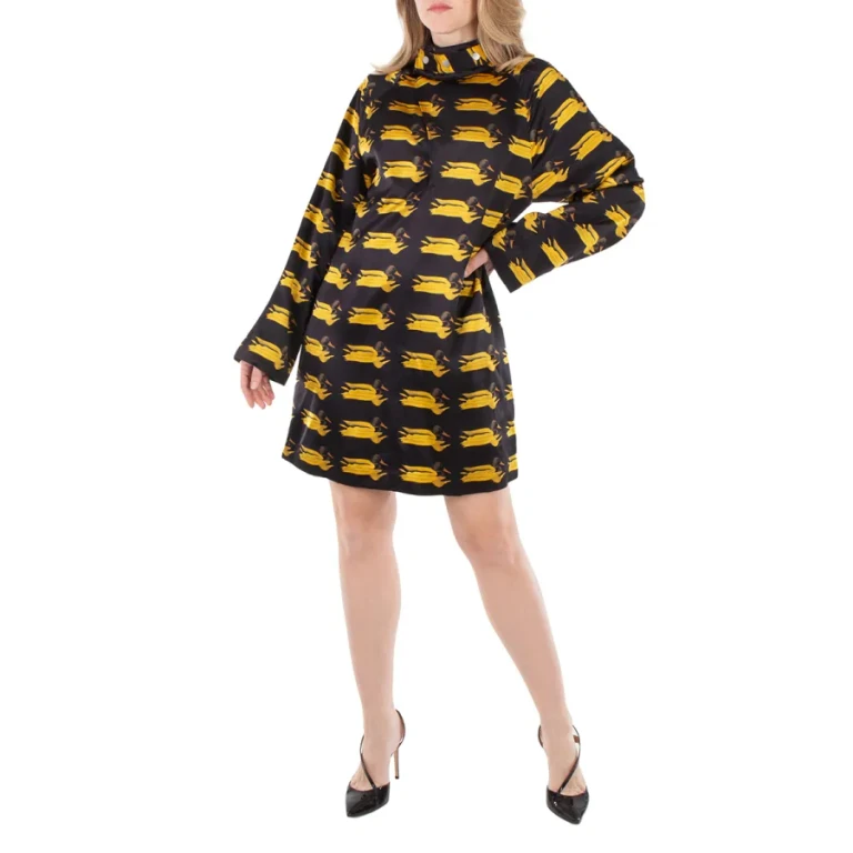 Burberry Duck Print Silk Minidress, Brand Size 8 (US Size 6)