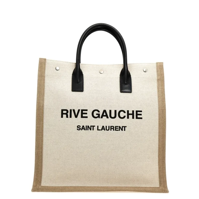 Rive Gauche bag in canvas and leather with printed logo (632539FAAVU9054)
