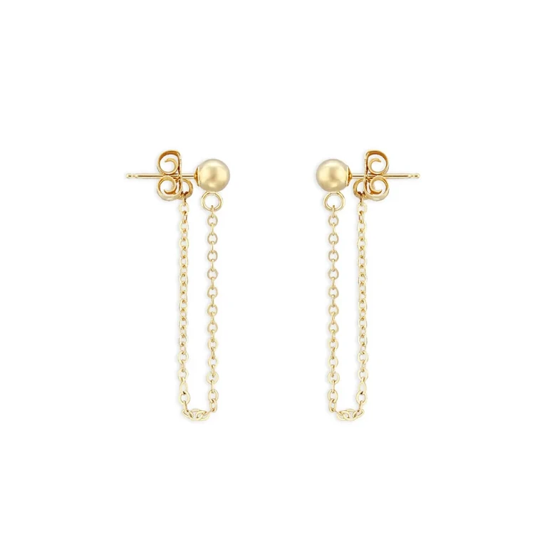 Ball Chain Drop Earrings in 14K Yellow Gold