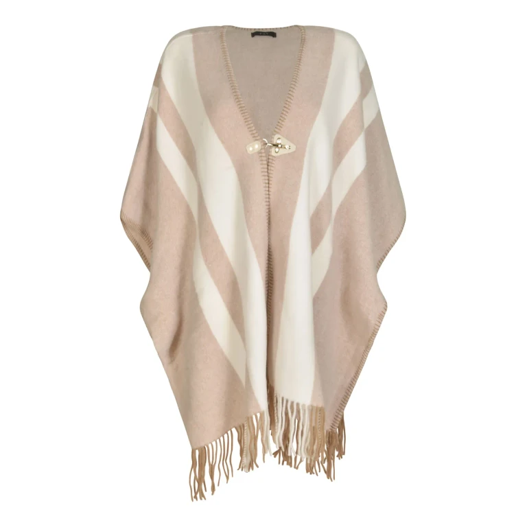 Fay Fringed Hem Stripe Patterned Cape