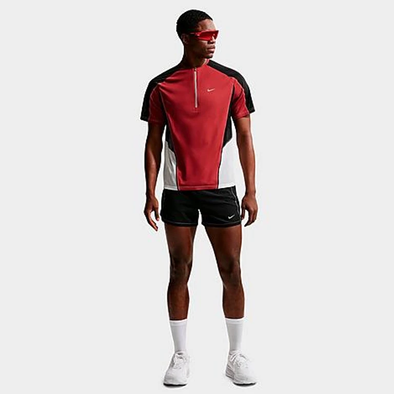 Nike Men's Retro Dri-FIT Short-Sleeve Half-Zip Running Top in Team Crimson/Black/Summit White Size: XS