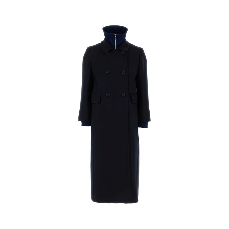 Prada Navy Blue Wool Coat Bleu Cappotti - Women