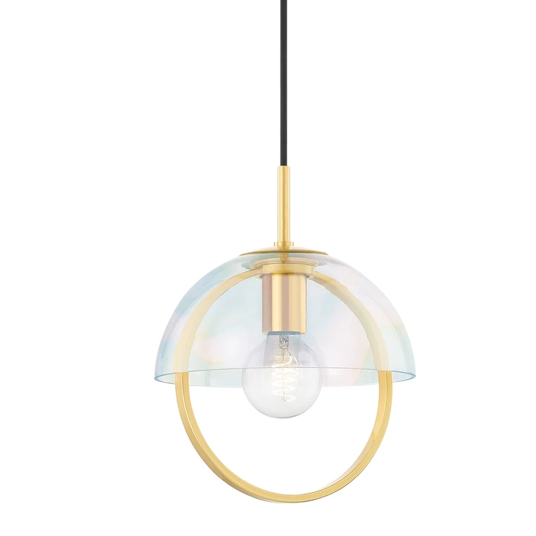 Aged Brass One Light Pendant from the Meriah Collection