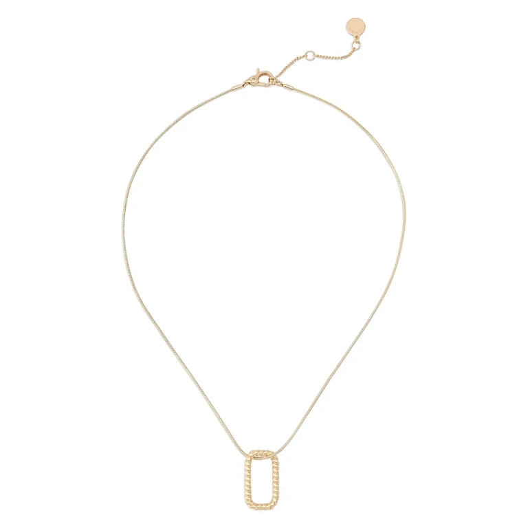Allsaints Rope Hexagon Pendant Necklace, 17