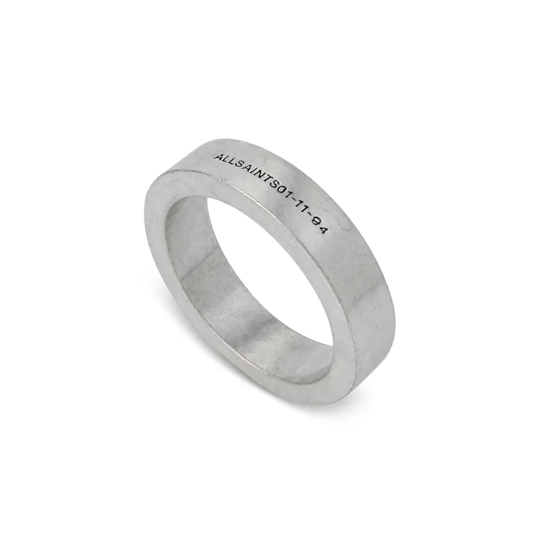 Allsaints Logo Band Ring in Sterling Silver