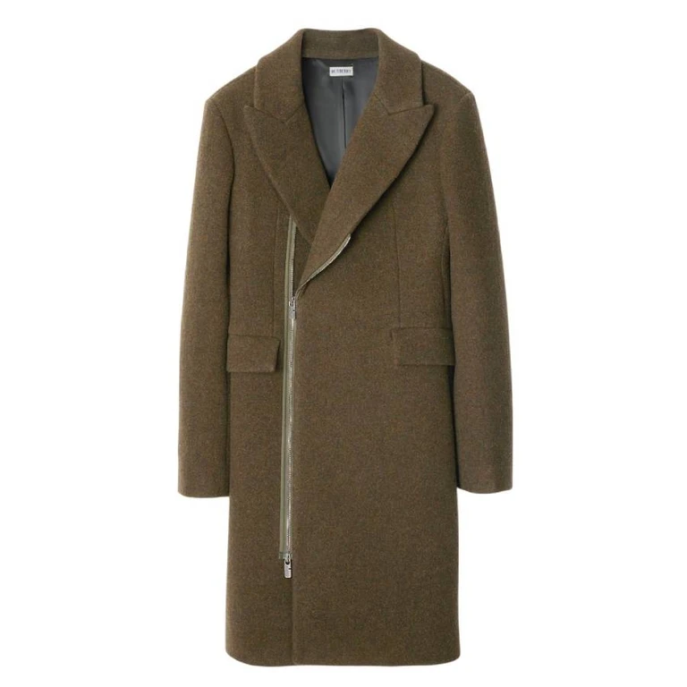 Burberry Single-Breasted Wool Zip Tailored Coat