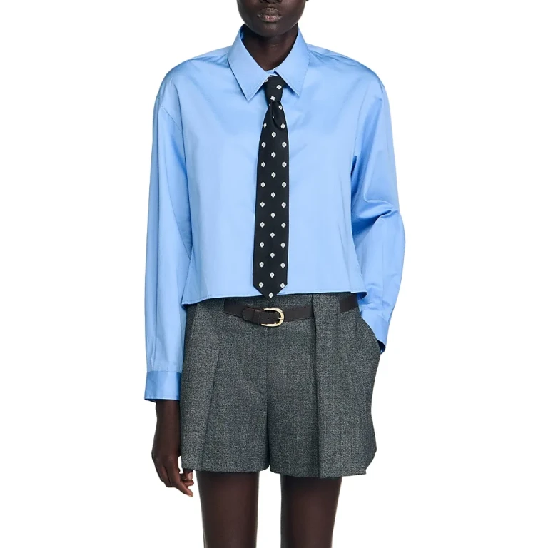 Sandro Detachable Tie Cropped Shirt