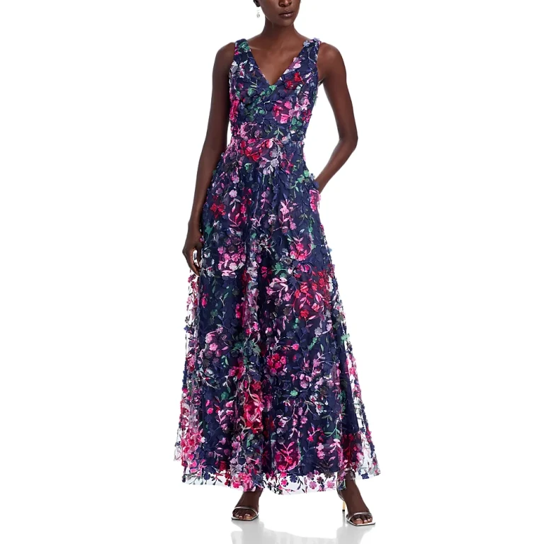 Eliza J Floral Applique Gown