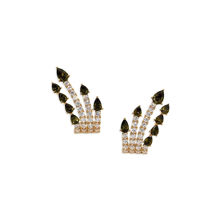 Nadri Bonne Annee Cubic Zirconia Multi Row J Hoop Earrings