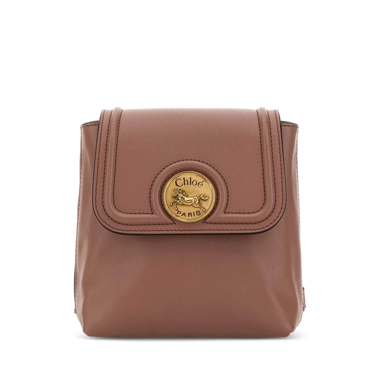 Antiqued Pink Leather Horse Medal Backpack Nougat Zaini - Women