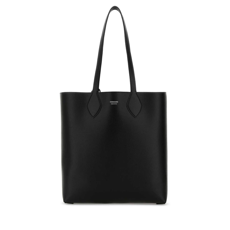Black Leather Allover Shopping Bag
