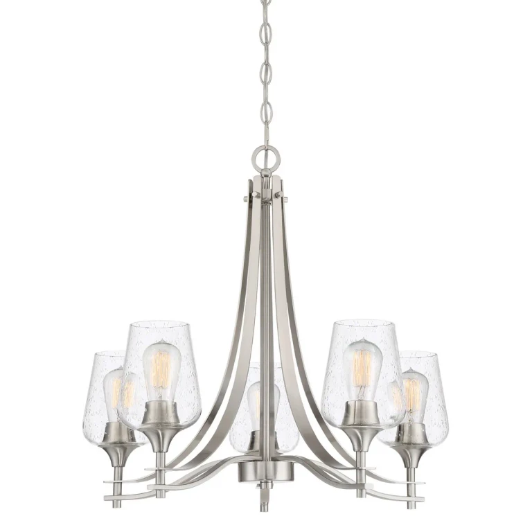 Quoizel Towne 5-Light 23" Transitional Chandelier in Brushed Nickel