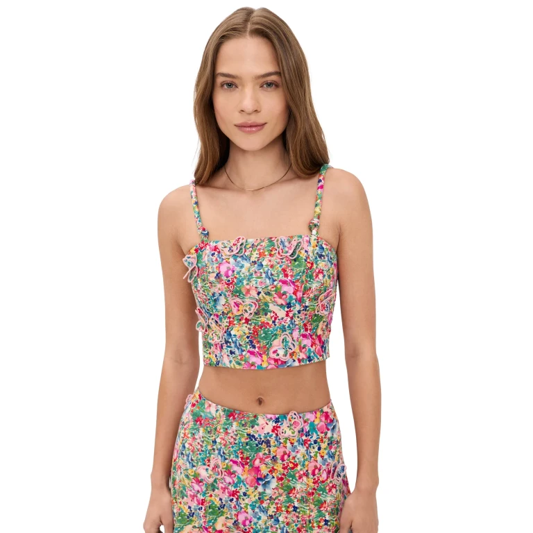 FARM Rio Peasant Floral Butterfly Top Peasant Floral Off-White L