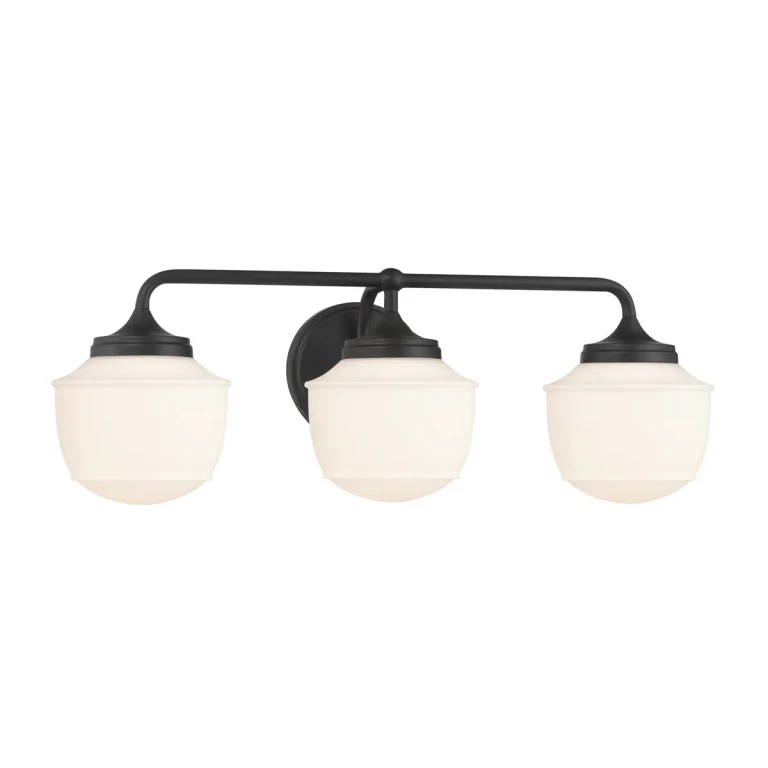 Dark Matte Black Bathroom Vanity Light from the Cornwell Collection