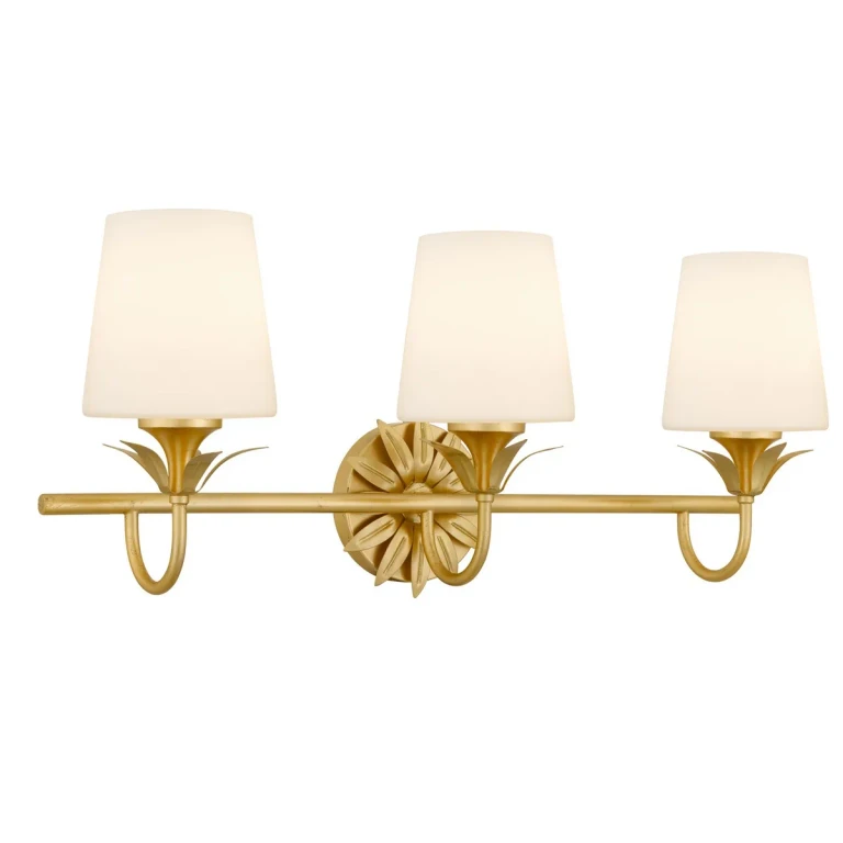 Gold Leaf Bathroom Vanity Light from the Dorothea Collection