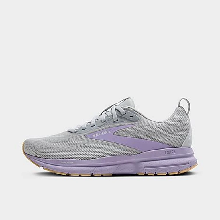 Brooks Women's Trace 4 Running Shoes in Oyster/Purple/Sherbert Size: 5.0