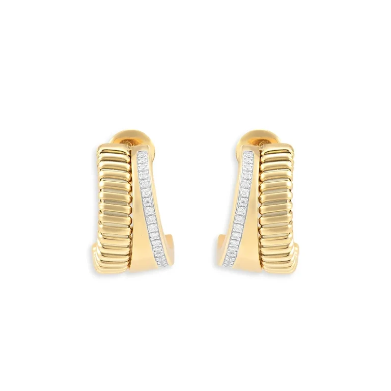 18K Yellow Gold Via Mercanti Diamond Hoop Earrings