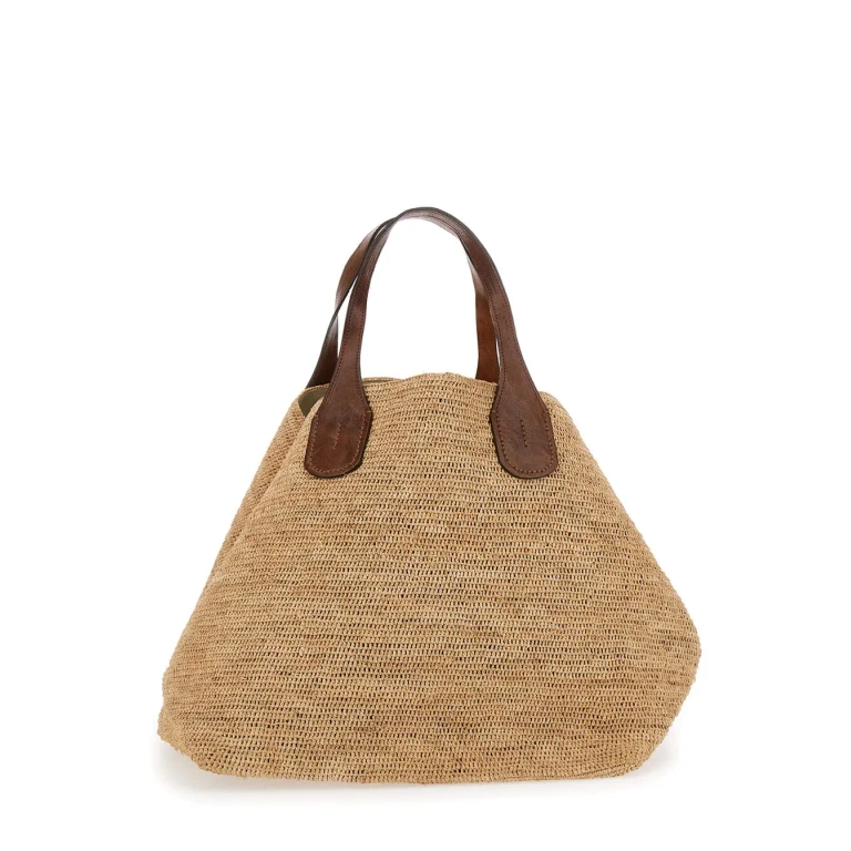 Ibeliv Handbag rio Tea With Double Top Handle And Ecoleather Intreccio Design Beige Women