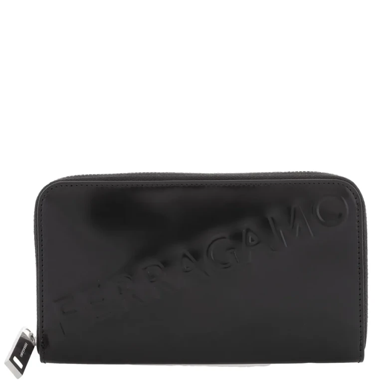 Salvatore Ferragamo Mens Embossed Long Leather Wallet
