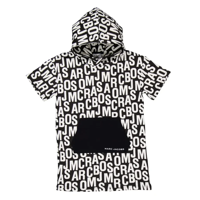 Little Marc Jacobs Girls All-Over Logo Print Cotton-Blend Dress