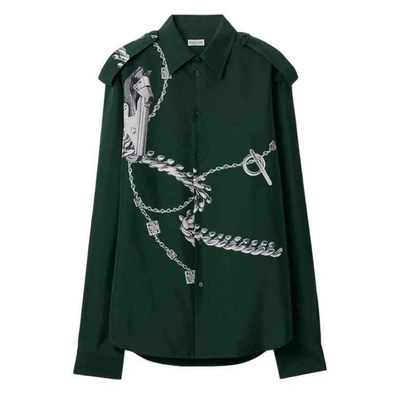 Burberry Knight Hardware Print Silk Shirt
