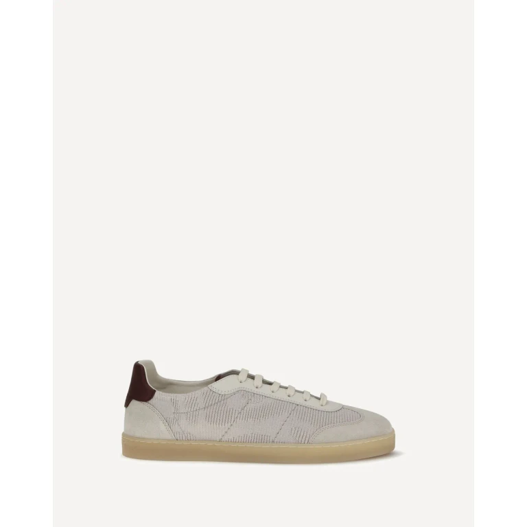 BRUNELLO CUCINELLI Cotton knit and leather Sneakers Male 44
