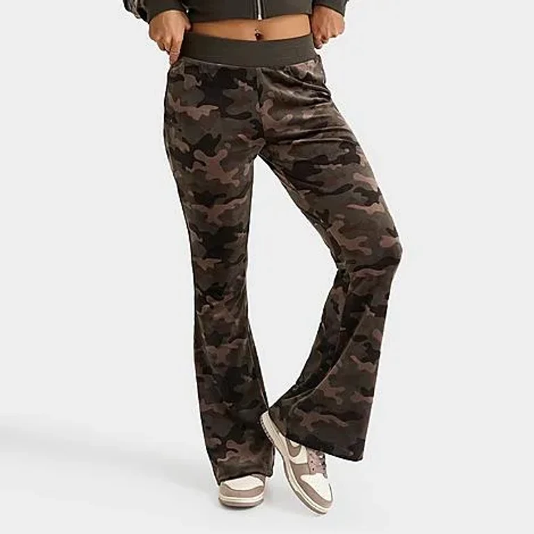 True Religion Women's Camo Velour Mid-Rise Jogger Pants in Brown Camo Size: XS