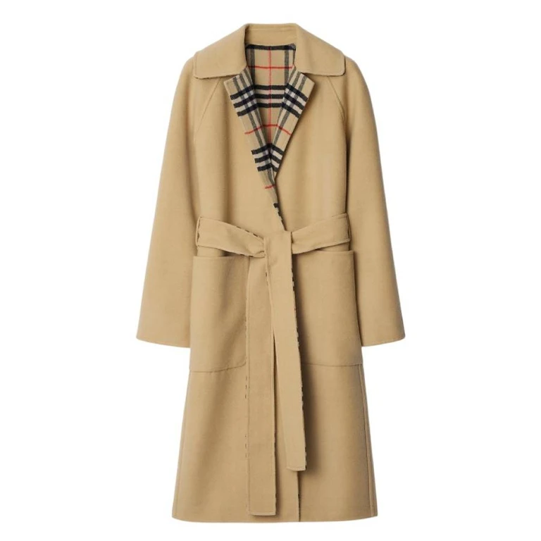 Burberry Reversible Check Wool Long Car Coat