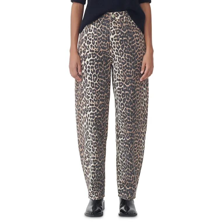 Ganni Stary Barrel Jeans in Leopard