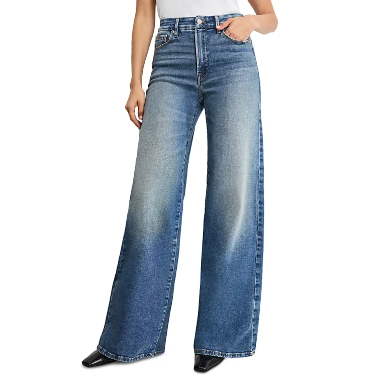 Good American Soft Tech Good Waist Palazzo Jeans in Indigo 986