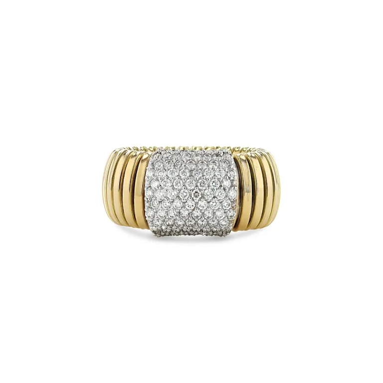 18K White & Yellow Gold Via Mercanti Diamond Pave Tubogas Ring