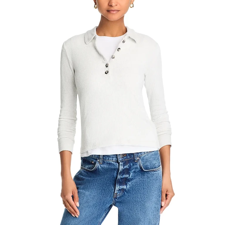 perfectwhitetee Megan Polo Button Tee