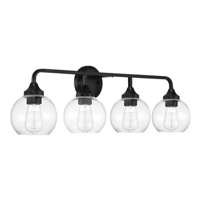 Flat Black Four Light Vanity from the Glenda Collection