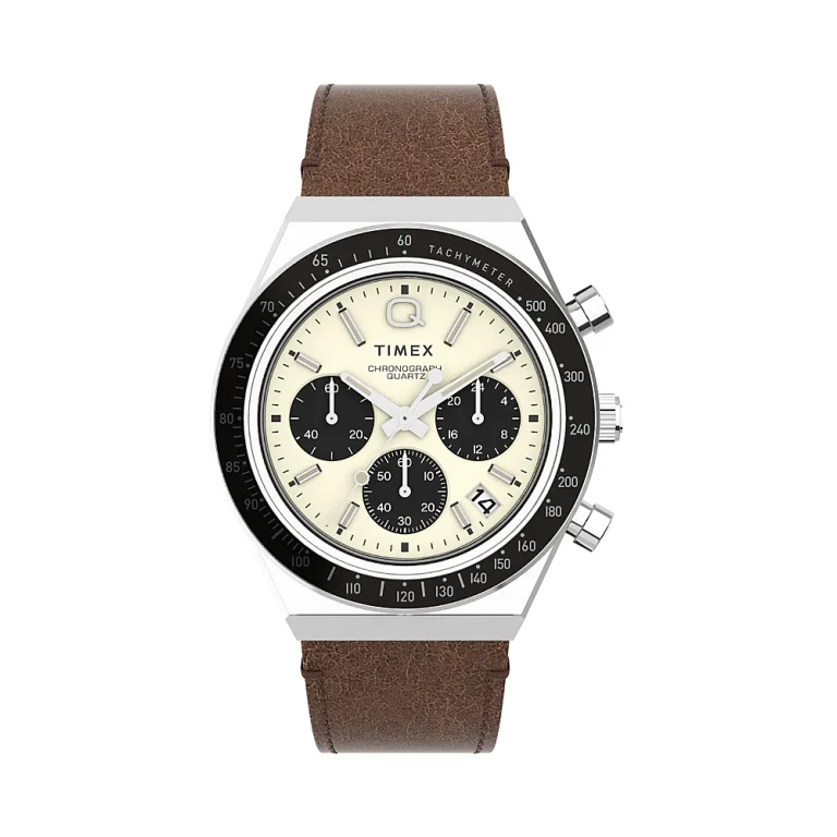 Timex Q Timex Chronograph Leather Strap Watch, 40mm