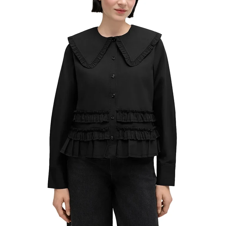 Ganni Ruffle Trim Shirt