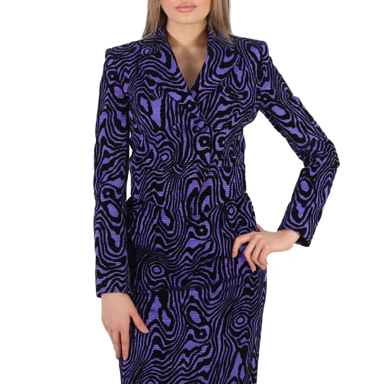 Moschino Ladies Purple Moire Effect Jacquard Blazer, Brand Size 38 (US Size 4)