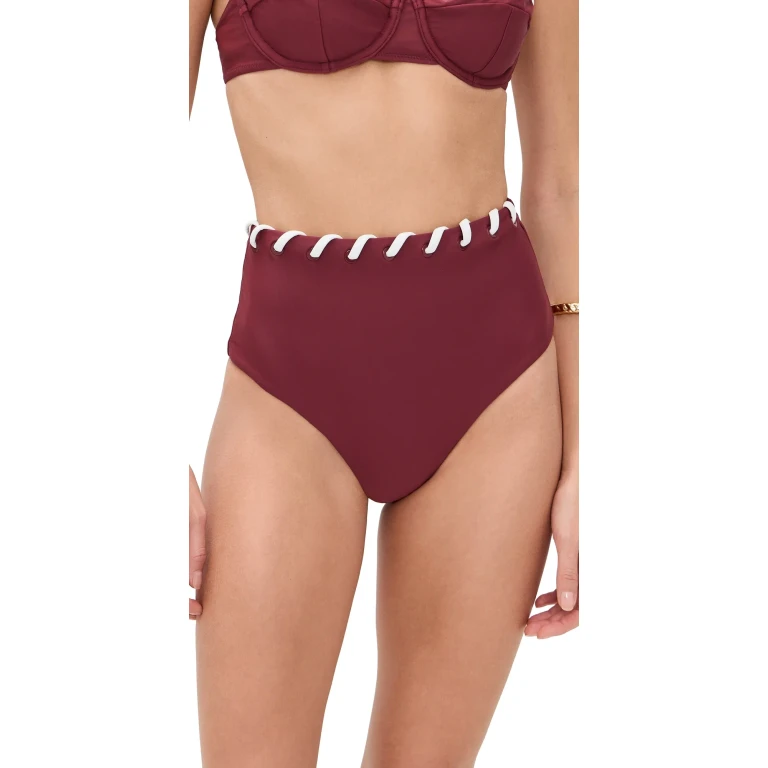 SIMKHAI Milou High Waisted Bikini Bottoms Oxblood Multi S