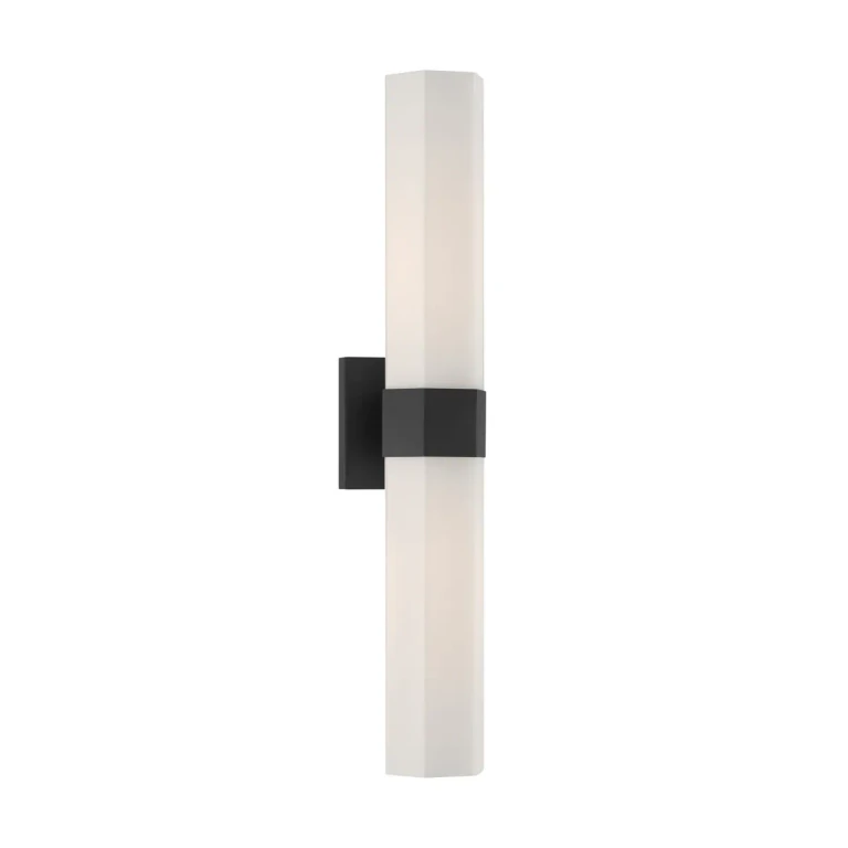 Dark Matte Black Bathroom Vanity Light from the Delgada Collection